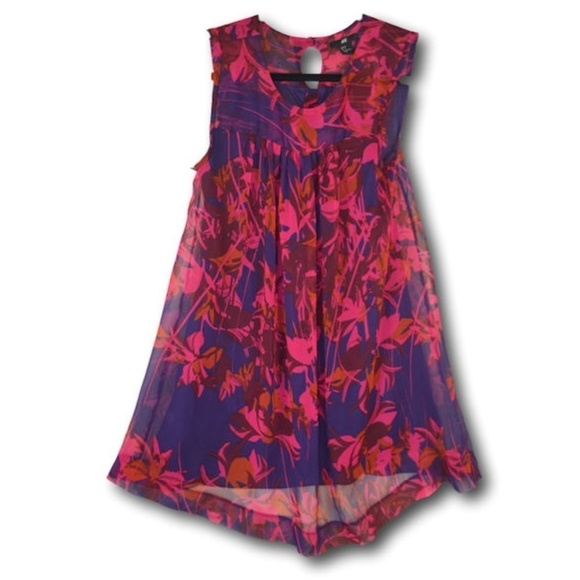 H&M Floral Sheer Sleeveless Tunic Size: 4 - Picture 1 of 2